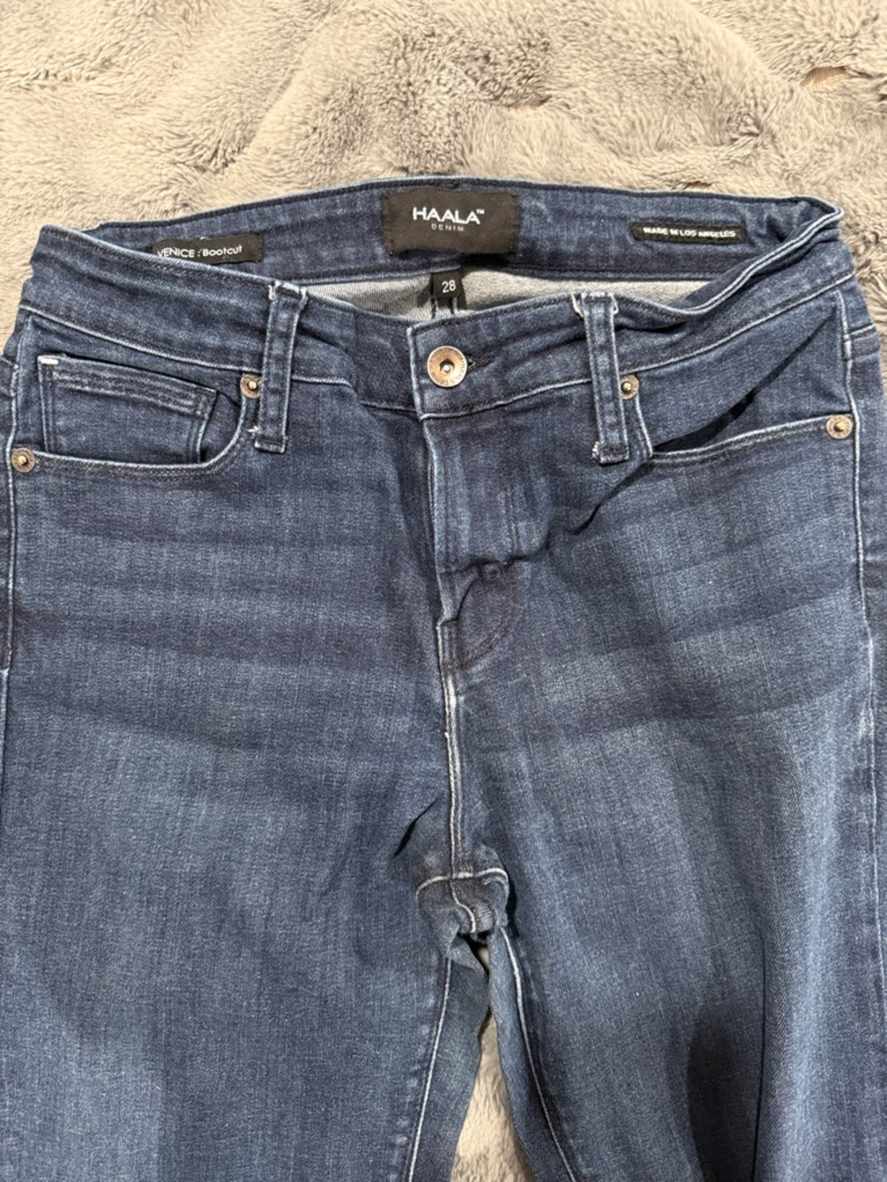 HAALA Dark Blue Women's Boot Cut Jeans - Mid Rise Stretch
